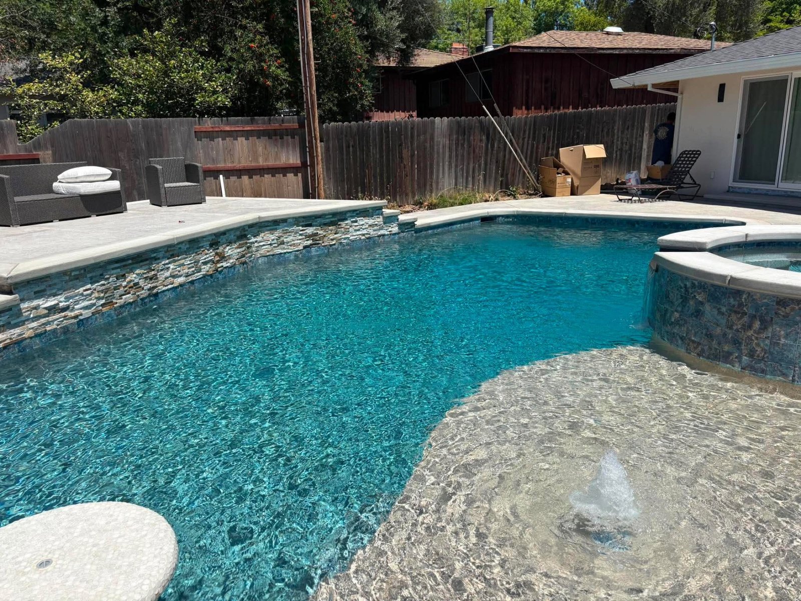 Custom pool and raised spa